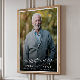 Póster Guion de Celebración de Vida Elegante Foto Funeral