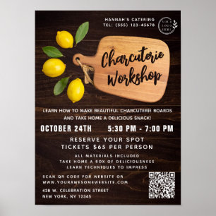 Póster Guión de cocción de cítricos de tabla de corte de