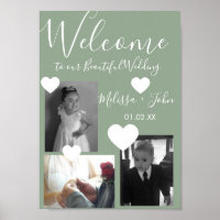 Guión de collage de fotos de boda tres y postal de