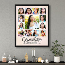 Guión de Collage de fotos K-12 de graduación rosa