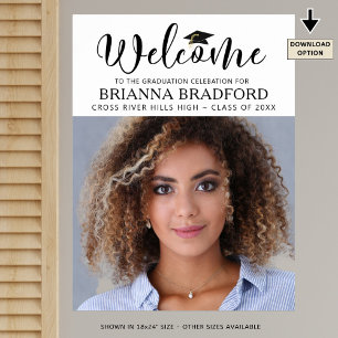 Póster Guión de foto de bienvenida de graduación moderna