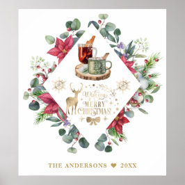 Póster Guión de invierno Wreath te desea una feliz Navida