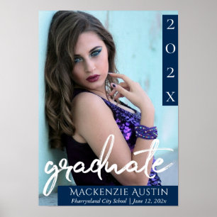Póster Guión de la Marina Graduada   Tubería de fotos azu