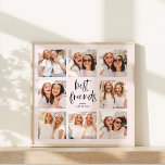 Póster Guión de moda en Rubor | Multi Photo Best Friends<br><div class="desc">Este moderno poster cuenta con ocho de tus fotos favoritas de ti y de tu propio éxito. Las palabras "mejores amigos" aparecen en un guión moderno negro,  y hay espacio para añadir el nombre de usted y de su mejor amigo en un fondo rosado y bonito.</div>