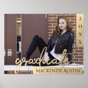 Póster Guión de oro para graduados   Elegante foto de gra