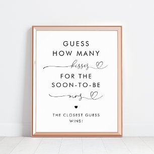 Póster Guión del corazón cuántos besos Rótulo de ducha de