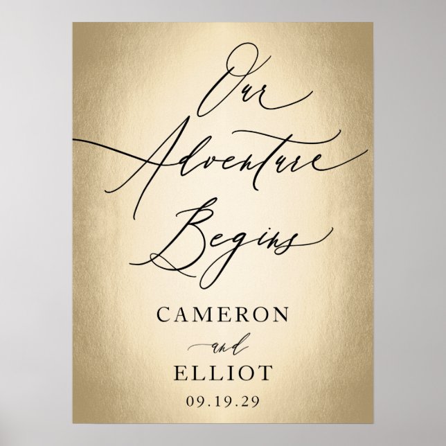 Póster Guión elegante Nuestra aventura comienza Rótulo Bo (Frente)