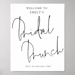 Póster Guión Manuscrito Moderno Bienvenidos a Brunch Nupc