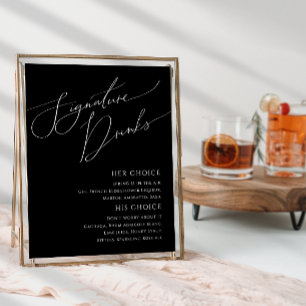 Póster Guion minimalista caprichoso Bebidas con firma n