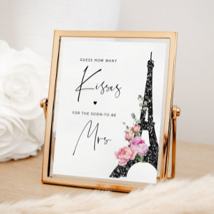 Póster Guión minimalista Torre Eiffel Cuántos besos