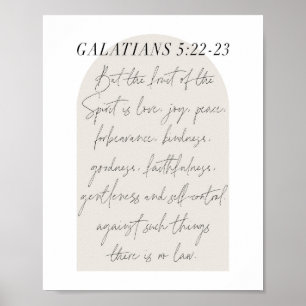 Póster Guión mínimo del Boho Beige Arch de Galatians 5:22