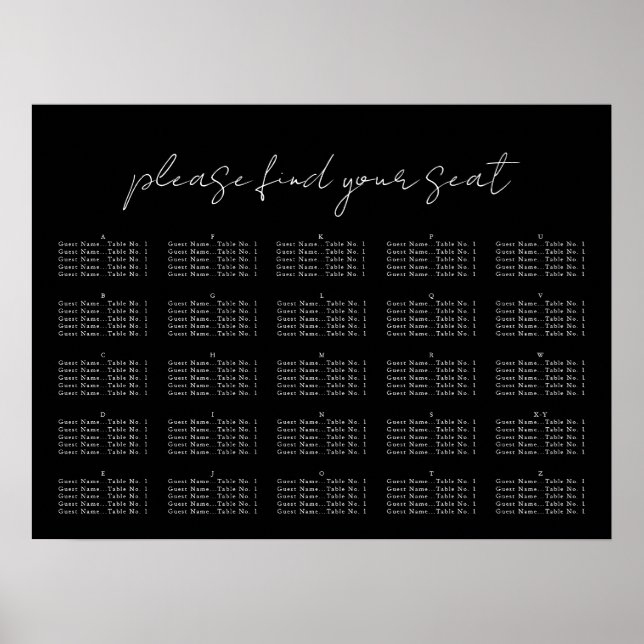 Póster Guión mínimo, gráfico de asientos (Frente)