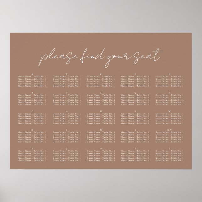 Póster Guión mínimo, gráfico de asientos (Frente)