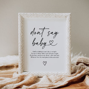 Póster Guión moderno Baby Shower no dice Rótulo infantil