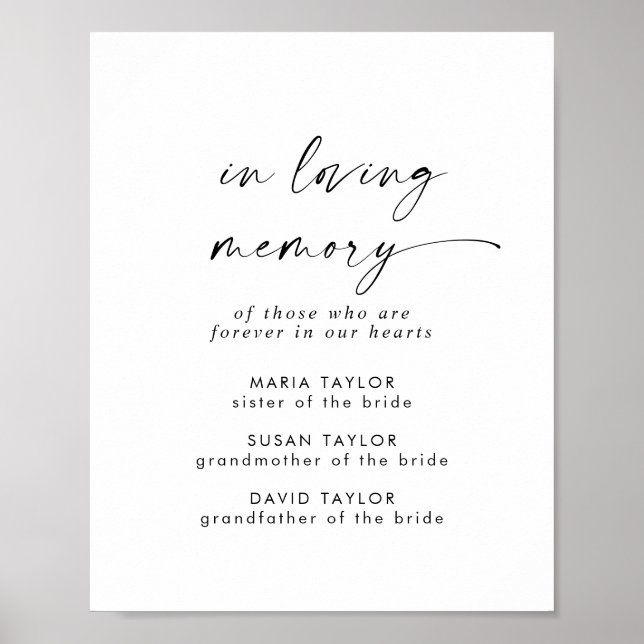 Póster Guion moderno en memoria conmemorativa de boda (Frente)