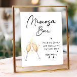 Póster Guión moderno | Rótulo Bridal Brunch Mimosa Bar<br><div class="desc">Signo elegante minimalista,  contraste de color blanco y negro moderno para el brunch de la ducha de novia.</div>