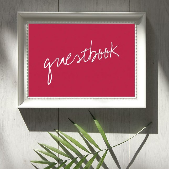 Póster Guión moderno Viva Magenta Boda minimalista (Subido por el creador)