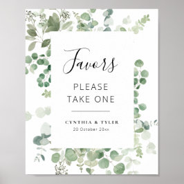 Póster guión negro eucalipto favores de boda poster