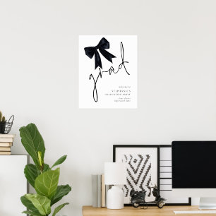 Póster Guión negro para graduación bienvenida a la fiesta