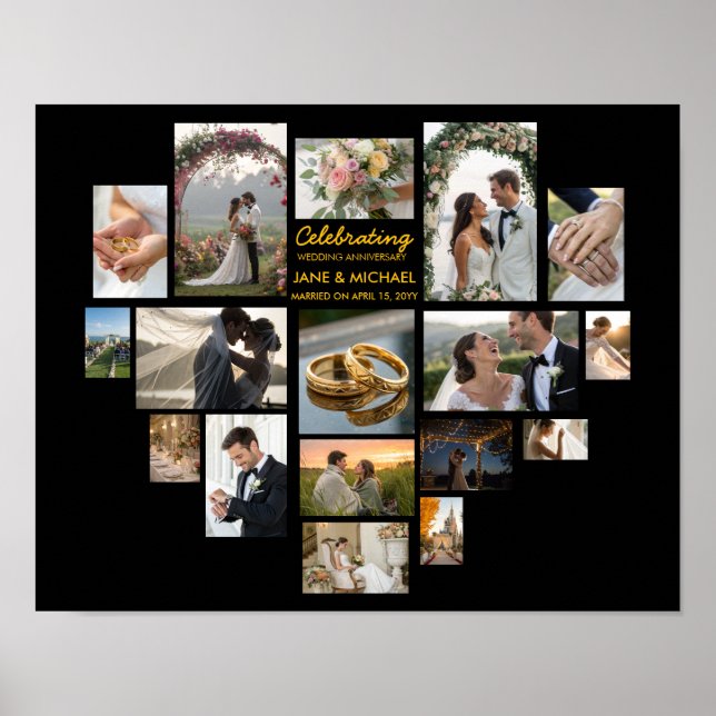 Póster Guión personalizado del Collage de fotos Heart 17 (Frente)