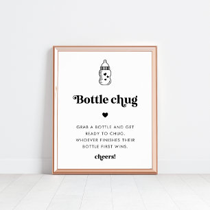 Póster Guión retro Baby Shower Bottle Chug Game Rótulo