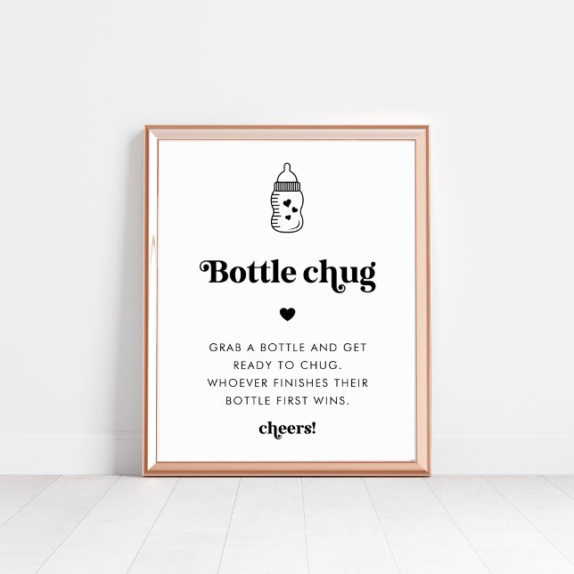 Póster Guión retro Baby Shower Bottle Chug Game Rótulo (Subido por el creador)
