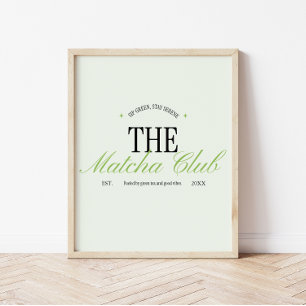 Póster Guión retro verde "Matcha Club"
