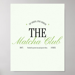 Póster Guión retro verde "Matcha Club"