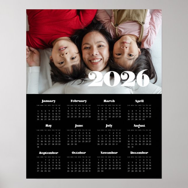 Póster Guión retro vintage 2025 Calendario de fotos en ne (Frente)