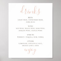 Guión rosa simple. Bar boda de bebidas alcohólicas