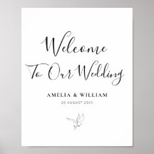 guión simple elegante signo de bienvenida en blanc