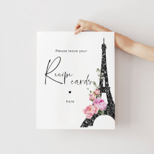 Póster Guión temático de París deje su tarjeta de recetas