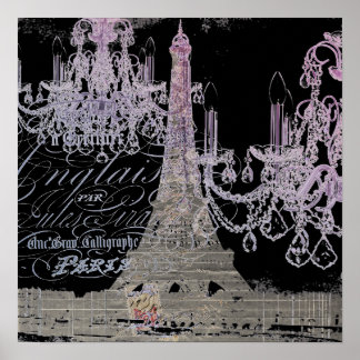 Póster guiones de pizarra candelabro paris eiffel tower