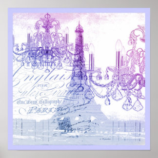 Póster guiones lámpara de araña púrpura paris eiffel towe