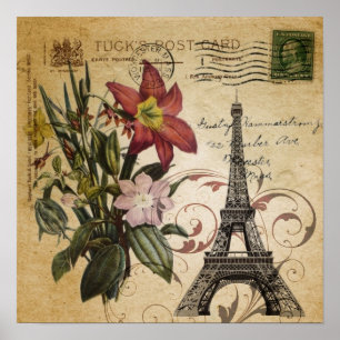 Póster guiones modernos y antiguos lily Paris Eiffel Towe
