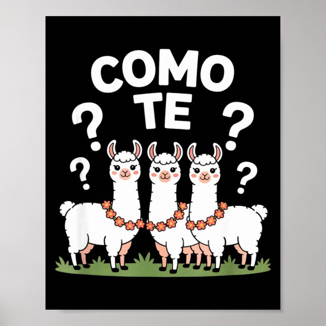 Póster Guirnalda de flores de llama divertida como te sig (Frente)