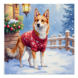 Póster Guirnalda rústica de perro boyero australiano acua