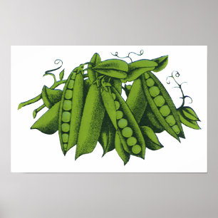 Póster Guisantes dulces vintage, Alimentos, Verduras salu