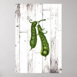 Póster Guisantes Verdes Guisante Blanco Madera Rústica Ar