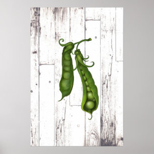 Póster Guisantes Verdes Guisante Blanco Madera Rústica Ar