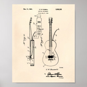 Póster Guitar 1941 Patent Art Old Peper