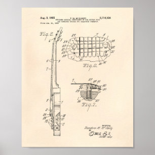 Póster Guitar 1955 Patent Art Old Peper