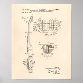 Póster Guitar 1955 Patent Art Old Peper