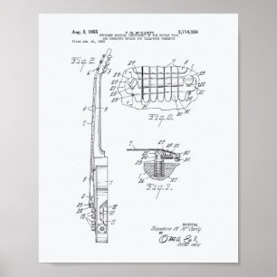 Póster Guitar 1955 Patent Art White Paper