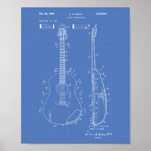 Póster Guitar 1969 Patent Art Blueprint