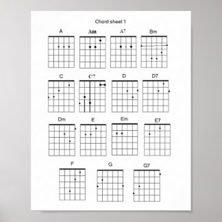 Póster Guitar Chord Sheet