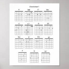 Póster Guitar Chord Sheet