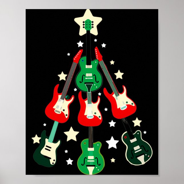Póster Guitar Christmas T Shirt  (Frente)