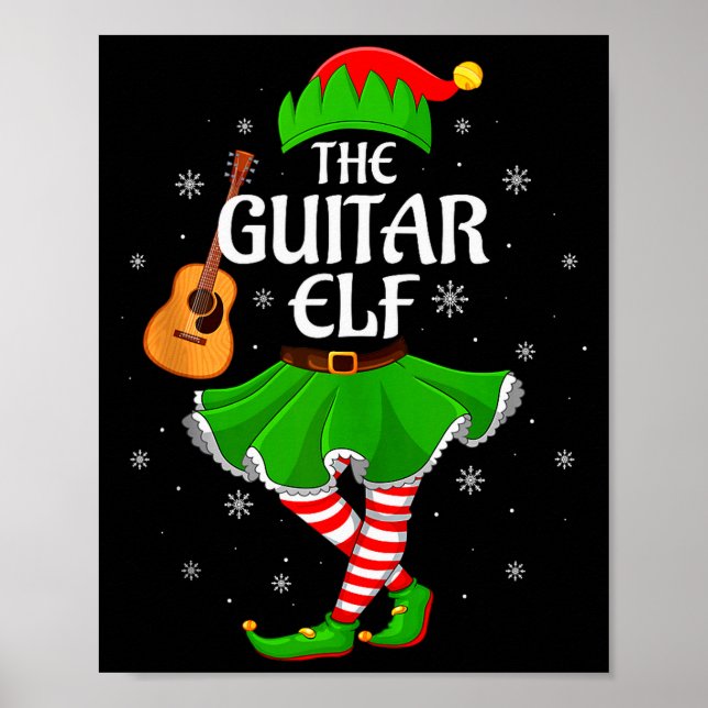 Póster Guitar Elf Christmas Family Girls Women Elf Squad  (Frente)