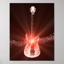 Póster Guitar y Musical Notes Picture